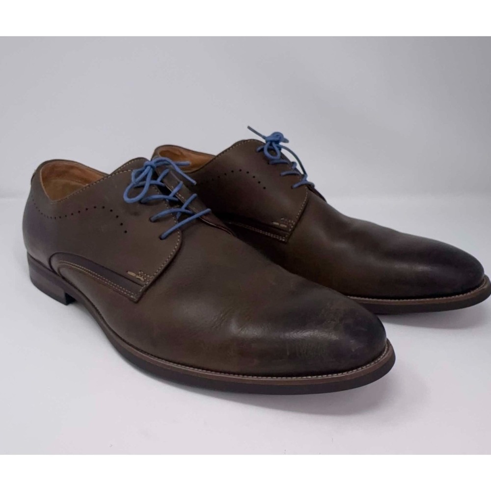 Florsheim Comfortech Derby Dress Shoes Mens 14M Brown Burnished Leather Office